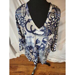 Tango Mango Blue & Gray V-Neck sz XL Top